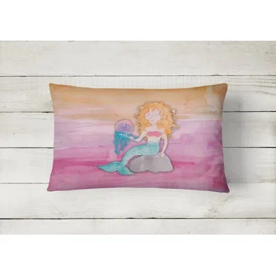 Caroline's Treasures Blonde Mermaid Watercolor Lumbar Pillow