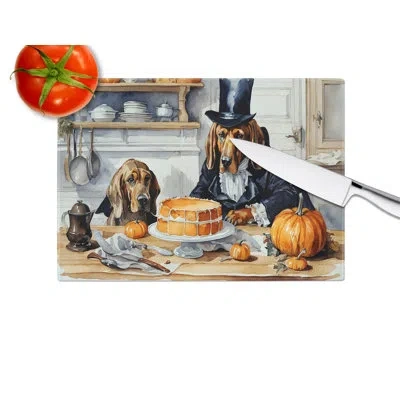 Caroline's Treasures Bloodhound Fall Kitchen Pumpkins Glass Cutting Board Large