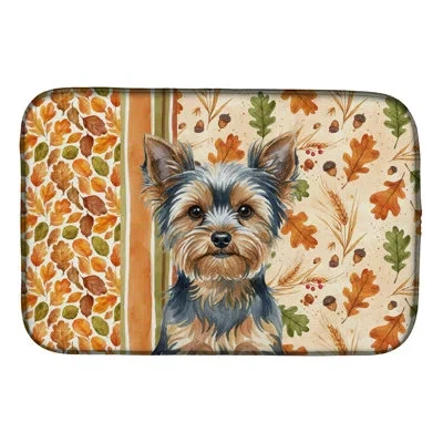 Caroline's Treasures Blue And Tan Yorkshire Terrier Heirloom Fall Dish Drying Mat In Natural