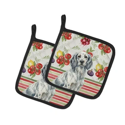 Caroline's Treasures Blue Belton English Setter Vegetables Pair Of Pot Holders In Multicolor