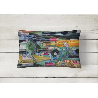 Caroline's Treasures Blue Crabby Wine Bottles Indoor/outdoor Throw Pillow