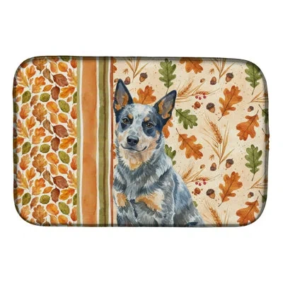 Caroline's Treasures Blue Heeler Australian Cattle Dog Heirloom Fall Dish Drying Mat In Natural