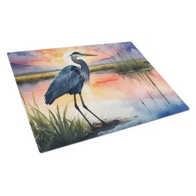 Caroline's Treasures Blue Heron Setting Sun Glass Cutting Board