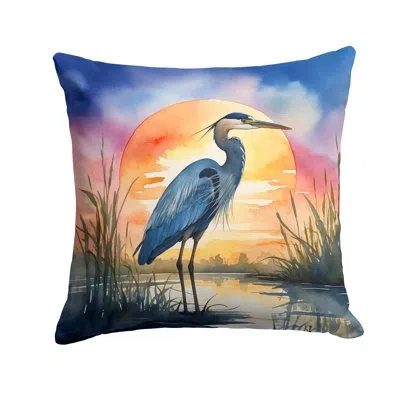 Caroline's Treasures Blue Heron Setting Sun Throw Pillow In Multicolor