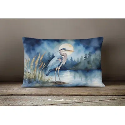 Caroline's Treasures Blue Heron Under The Moonlight Throw Pillow In Multicolor