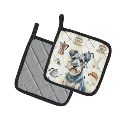 Caroline's Treasures Blue Lakeland Terrier Coffee Bar Pair Of Pot Holders In Multicolor