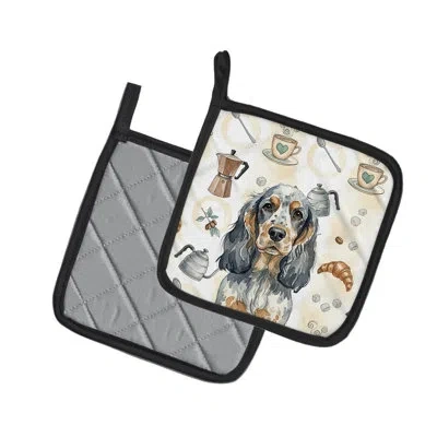 Caroline's Treasures Blue Roan & Tan English Cocker Spaniel Coffee Bar Pair Of Pot Holders In Multicolor