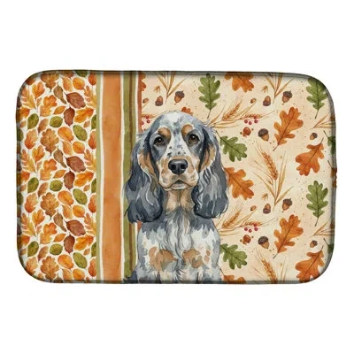 Caroline's Treasures Blue Roan & Tan English Cocker Spaniel Heirloom Fall Dish Drying Mat In Natural