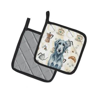 Caroline's Treasures Blue-gray Scottish Deerhound Coffee Bar Pair Of Pot Holders In Multicolor