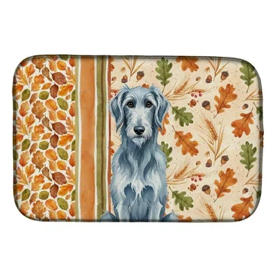 Caroline's Treasures Blue-gray Scottish Deerhound Heirloom Fall Dish Drying Mat In Natural