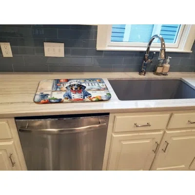Caroline's Treasures Bluetick Coonhound The Chef Dish Drying Mat In Natural