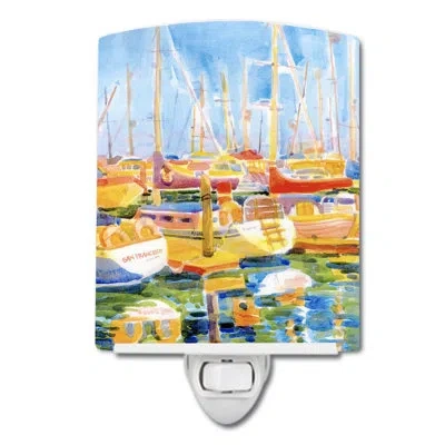 Caroline's Treasures Boats At The Harbour Ceramic Night Light In Multicolor;multicolor