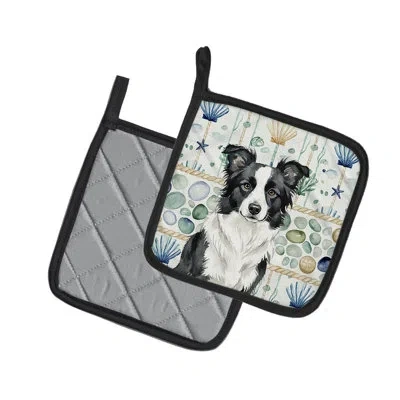 Caroline's Treasures Border Collie Coastal Sea Glass Pair Of Pot Holders In Multicolor