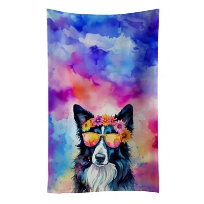 Caroline's Treasures Border Collie Hippie Dawg Kitchen Towel In Multicolor