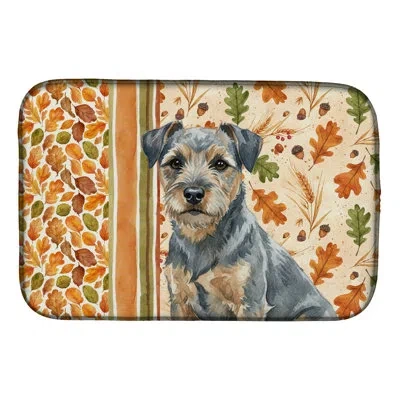 Caroline's Treasures Border Terrier Heirloom Fall Dish Drying Mat In Natural