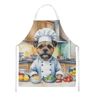 Caroline's Treasures Border Terrier The Chef Apron In Blue;white;orange