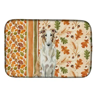 Caroline's Treasures Borzoi Heirloom Fall Dish Drying Mat In Natural