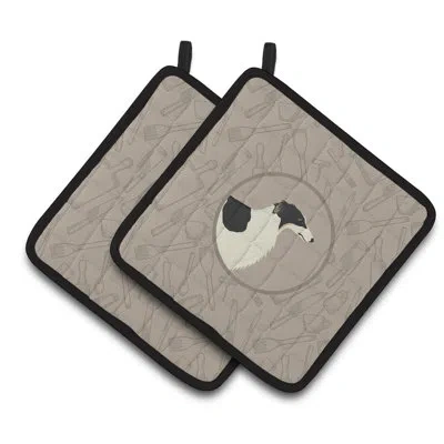Caroline's Treasures Borzoi In The Kitchen Potholder In White;gray