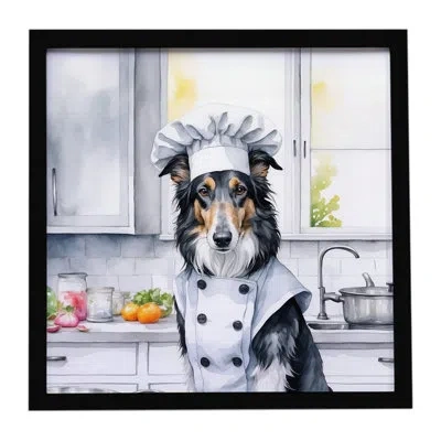 Caroline's Treasures Borzoi The Chef Framed Metal Print In Multi