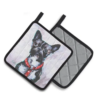 Caroline's Treasures Boston Terrier Brindle Ziggy Potholder In Black