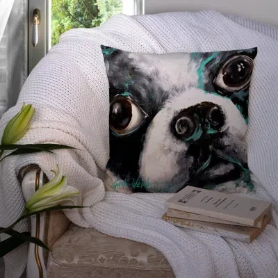 Caroline's Treasures Boston Terrier Jake Pretty Please Indoor / Outdoor 14" Throw Pillow