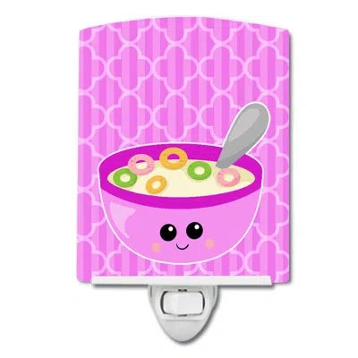 Caroline's Treasures Bowl Of Cereal Ceramic Night Light In Pink