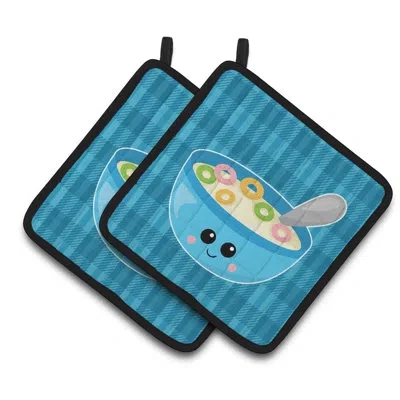 Caroline's Treasures Bowl Of Cereal Potholder In Blue