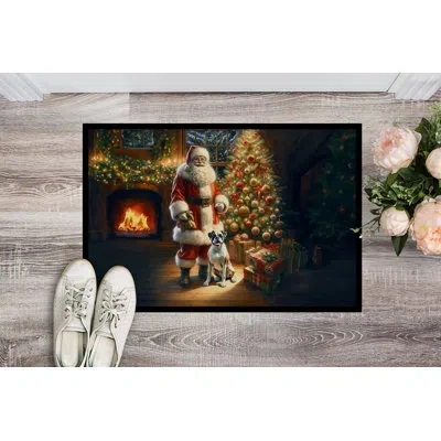 Caroline's Treasures Boxer And Santa Claus Doormat In Multicolor
