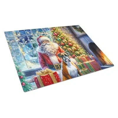 Caroline's Treasures Boxer And Santa Claus Glass Cutting Board