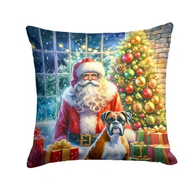 Caroline's Treasures Boxer And Santa Claus Throw Pillow