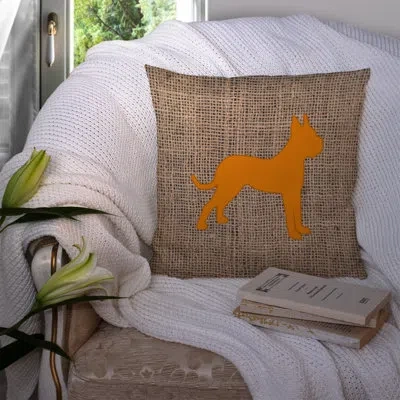 Caroline's Treasures Boxer Burlap Indoor/outdoor Throw Pillow In Orange