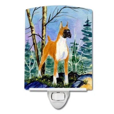 Caroline's Treasures Boxer Ceramic Night Light In Purple