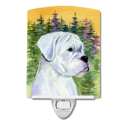 Caroline's Treasures Boxer Ceramic Night Light In White;orange