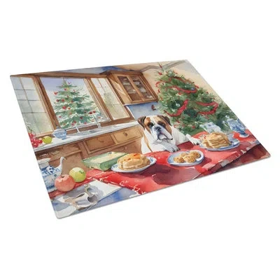 Caroline's Treasures Boxer Christmas Cookies Glass Cutting Board