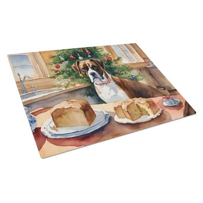Caroline's Treasures Boxer Christmas Cookies Glass Cutting Board