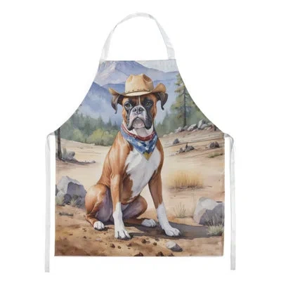 Caroline's Treasures Boxer Cowboy Welcome Apron In Multicolor