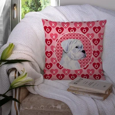Caroline's Treasures Boxer Hearts Love And Valentine's Day Portrait Indoor / Outdoor Geometric 14" Throw Pillow