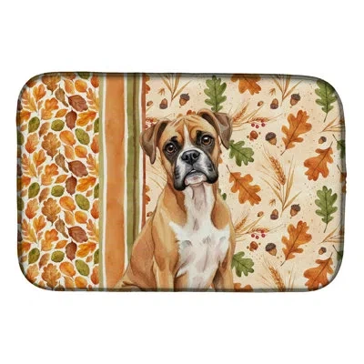 Caroline's Treasures Boxer Heirloom Fall Dish Drying Mat In Natural