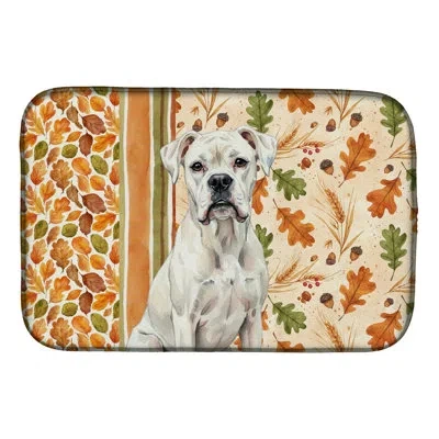 Caroline's Treasures Boxer Heirloom Fall Dish Drying Mat In Natural