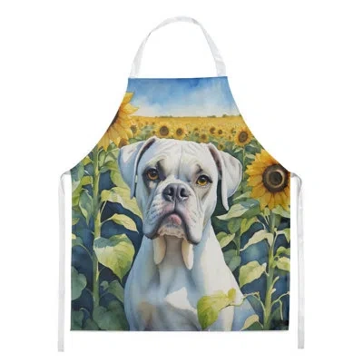 Caroline's Treasures Boxer In Sunflowers Apron In Multicolor