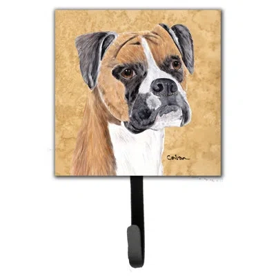 Caroline's Treasures Boxer Leash Holder And Wall Hook In Brown