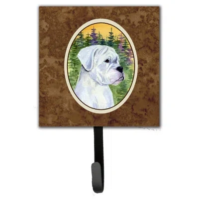 Caroline's Treasures Boxer Leash Holder And Wall Hook In Brown