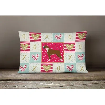 Caroline's Treasures Boxer Love Outdoor Rectangular Cushion With Filling