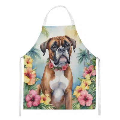Caroline's Treasures Boxer Luau Apron In Multicolor