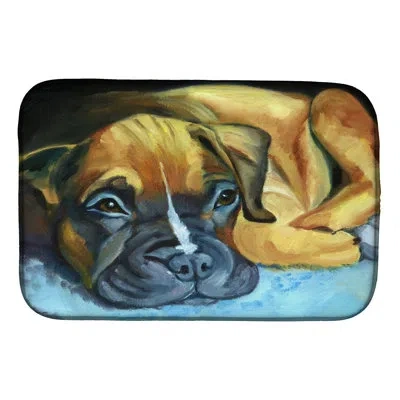 Caroline's Treasures Boxer Pup Drying Mat In Brown