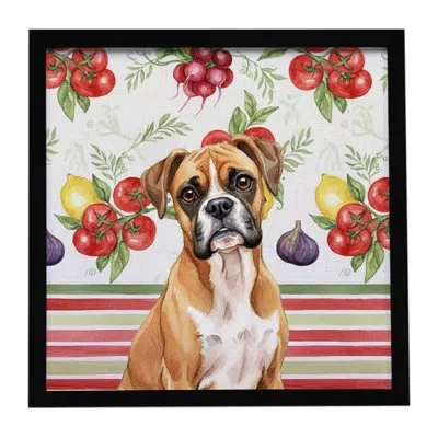 Caroline's Treasures Boxer Vegetables Framed Metal Print In Brown