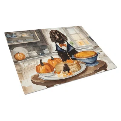 Caroline's Treasures Boykin Spaniel Fall Kitchen Pumpkins Glass Cutting Board Large