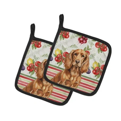 Caroline's Treasures Boykin Spaniel Vegetables Pair Of Pot Holders In Multicolor