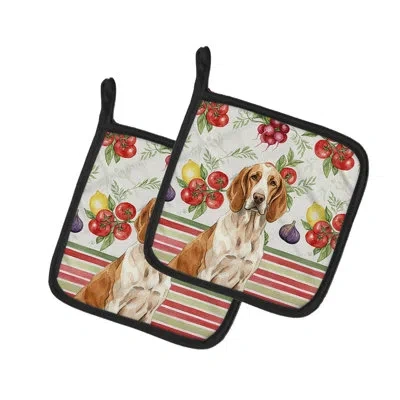 Caroline's Treasures Bracco Italiano Vegetables Pair Of Pot Holders In Multicolor