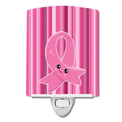 Caroline's Treasures Breast Cancer Awareness Ribbon Face Ceramic Night Light In Pink